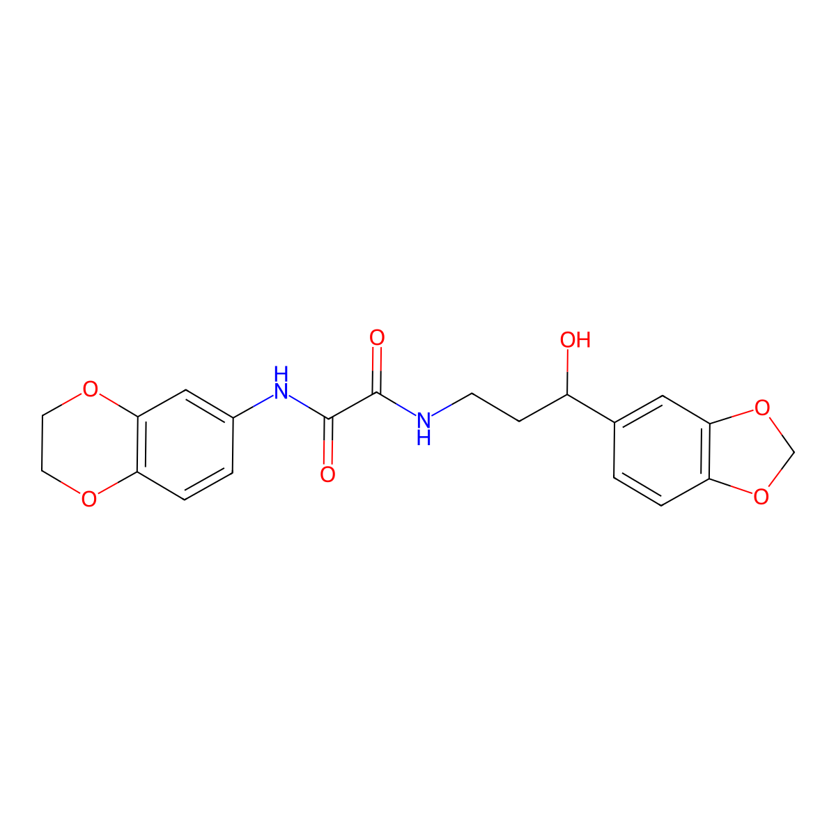 N1-(3-(benzo[d][1,3]dioxol-5-yl)-3-hydroxypropyl)-N2-(2,3-dihydrobenzo[b][1,4]dioxin-6-yl)oxalamide molecular structure, CAS 1421452-02-9