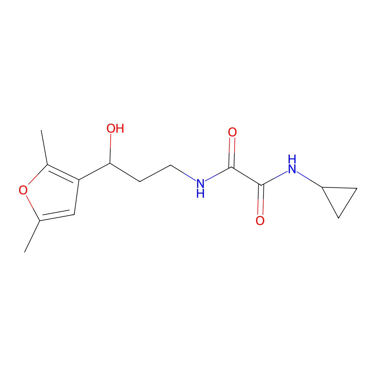 N1-cyclopropyl-N2-(3-(2,5-dimethylfuran-3-yl)-3-hydroxypropyl)oxalamide molecular structure, CAS 1421452-10-9