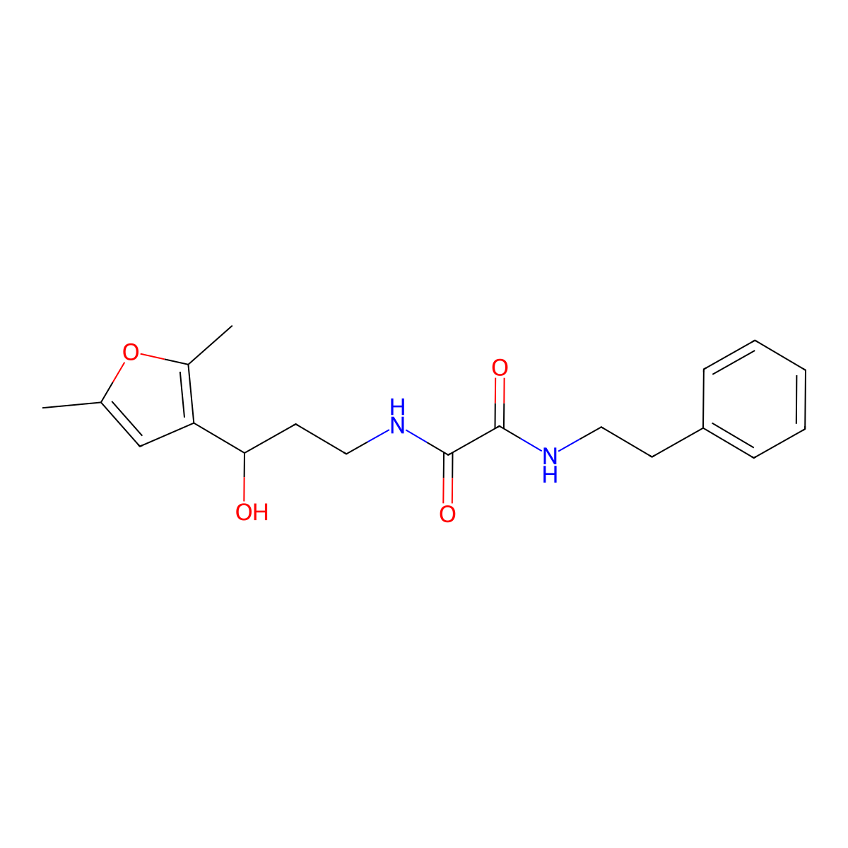 N1-(3-(2,5-dimethylfuran-3-yl)-3-hydroxypropyl)-N2-phenethyloxalamide molecular structure, CAS 1421452-12-1