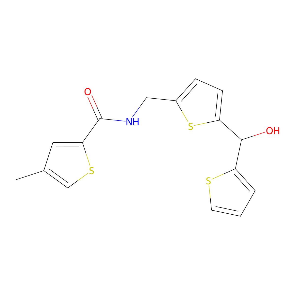 N-({5-[Hydroxy(thiophen-2-YL)methyl]thiophen-2-YL}methyl)-4-methylthiophene-2-carboxamide molecular structure, CAS 1421452-14-3
