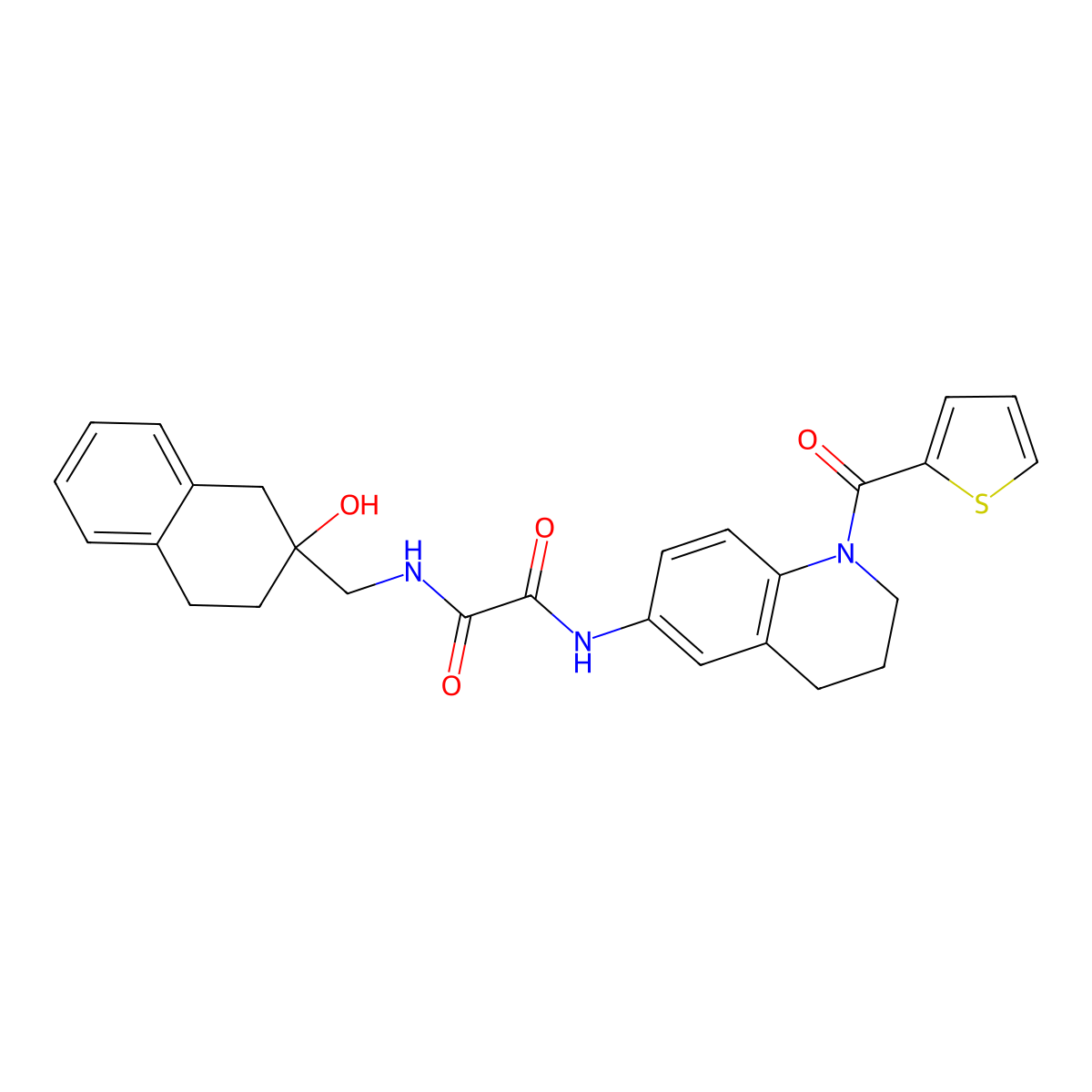 N1-((2-hydroxy-1,2,3,4-tetrahydronaphthalen-2-yl)methyl)-N2-(1-(thiophene-2-carbonyl)-1,2,3,4-tetrahydroquinolin-6-yl)oxalamide molecular structure, CAS 1421452-16-5