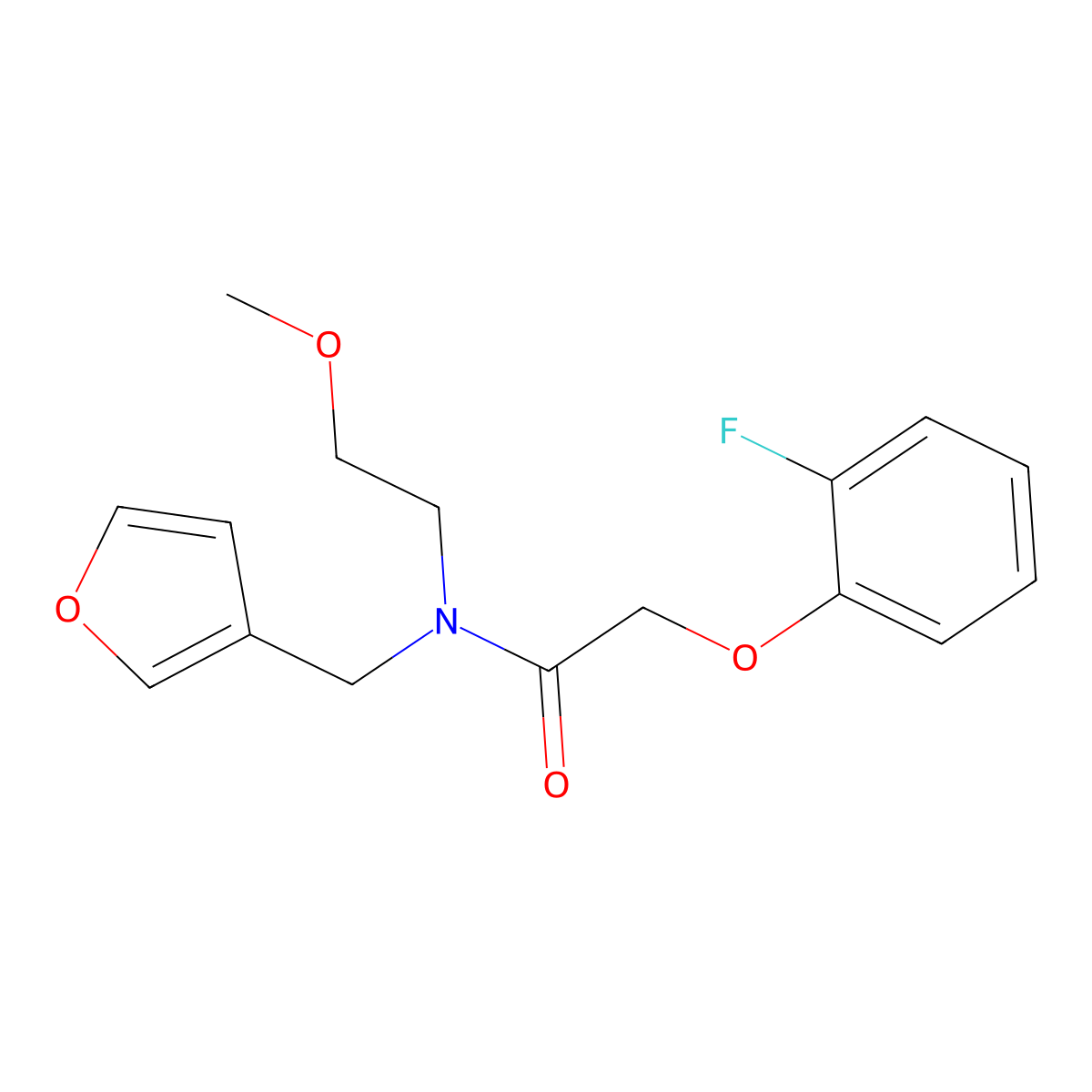 2-(2-fluorophenoxy)-N-(furan-3-ylmethyl)-N-(2-methoxyethyl)acetamide molecular structure, CAS 1421452-18-7