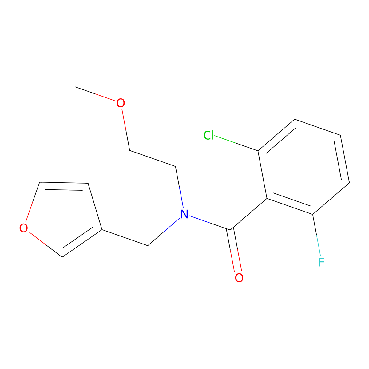 2-chloro-6-fluoro-N-(furan-3-ylmethyl)-N-(2-methoxyethyl)benzamide molecular structure, CAS 1421452-19-8