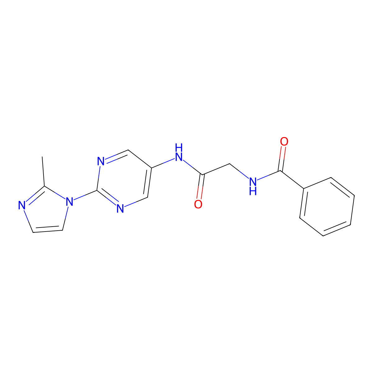 N-(2-((2-(2-methyl-1H-imidazol-1-yl)pyrimidin-5-yl)amino)-2-oxoethyl)benzamide molecular structure, CAS 1421452-25-6
