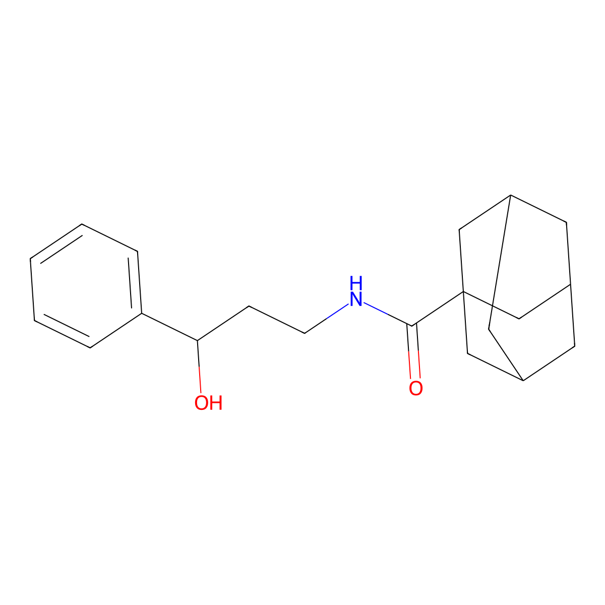 N-(3-hydroxy-3-phenylpropyl)adamantane-1-carboxamide molecular structure, CAS 1421452-30-3