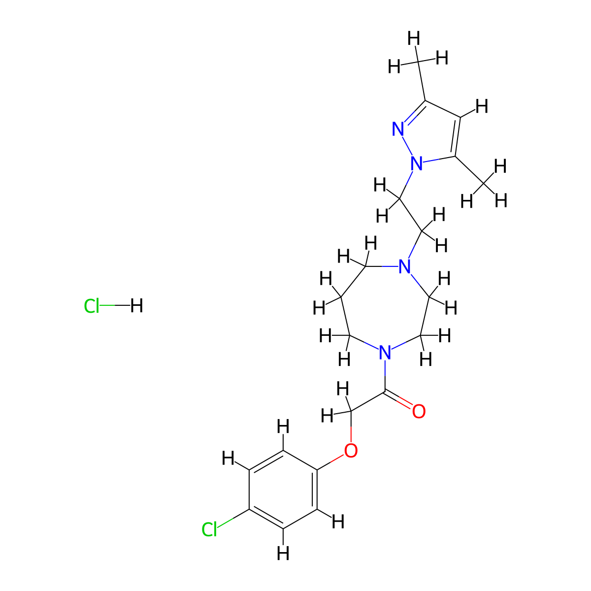 2-(4-chlorophenoxy)-1-(4-(2-(3,5-dimethyl-1H-pyrazol-1-yl)ethyl)-1,4-diazepan-1-yl)ethanone hydrochloride molecular structure, CAS 1421452-33-6