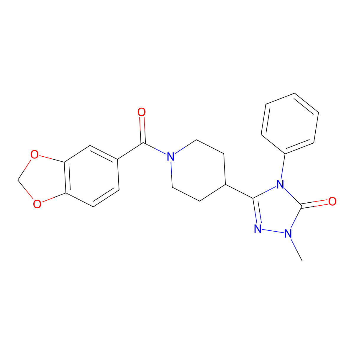 3-(1-(benzo[d][1,3]dioxole-5-carbonyl)piperidin-4-yl)-1-methyl-4-phenyl-1H-1,2,4-triazol-5(4H)-one molecular structure, CAS 1421452-35-8