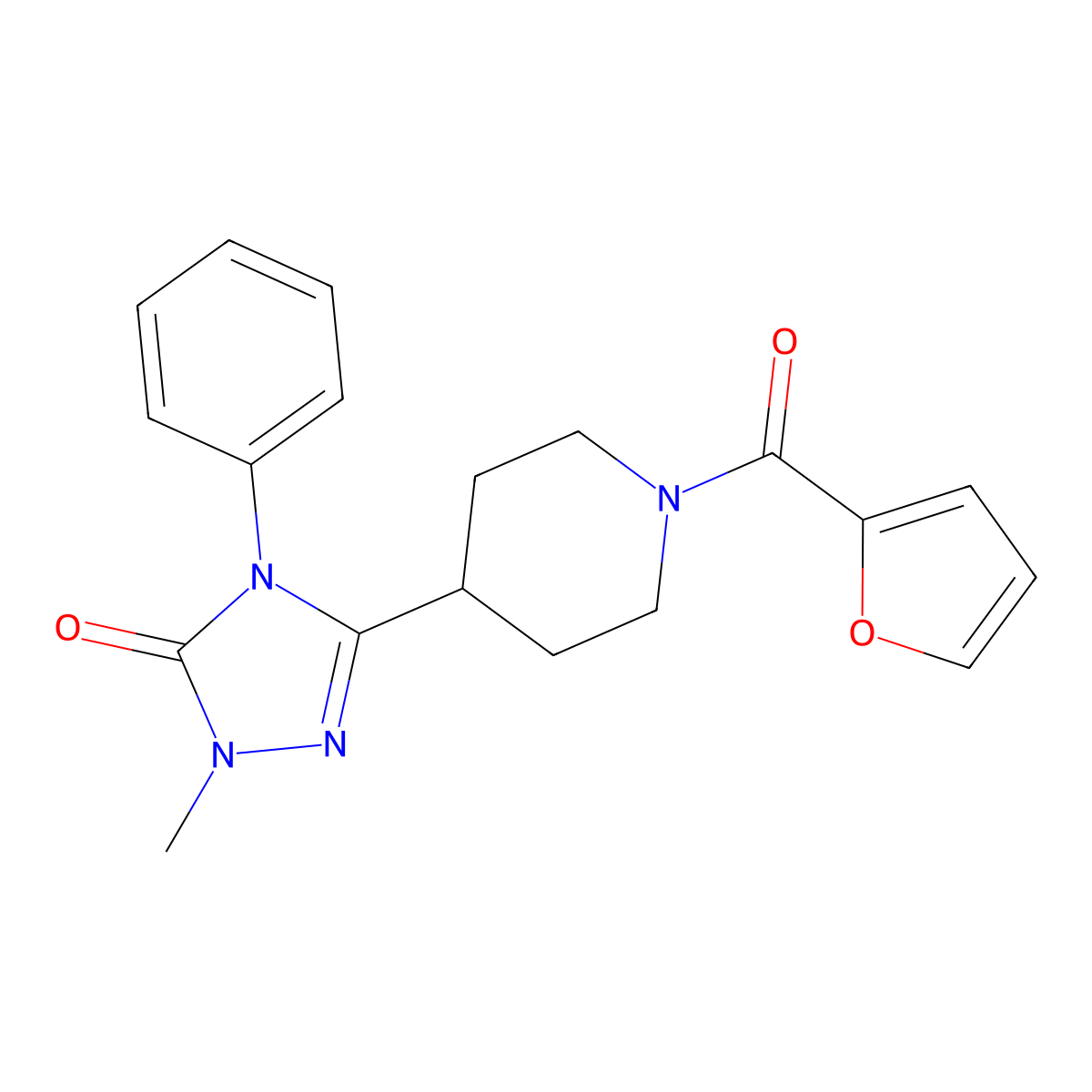 3-(1-(furan-2-carbonyl)piperidin-4-yl)-1-methyl-4-phenyl-1H-1,2,4-triazol-5(4H)-one molecular structure, CAS 1421452-37-0