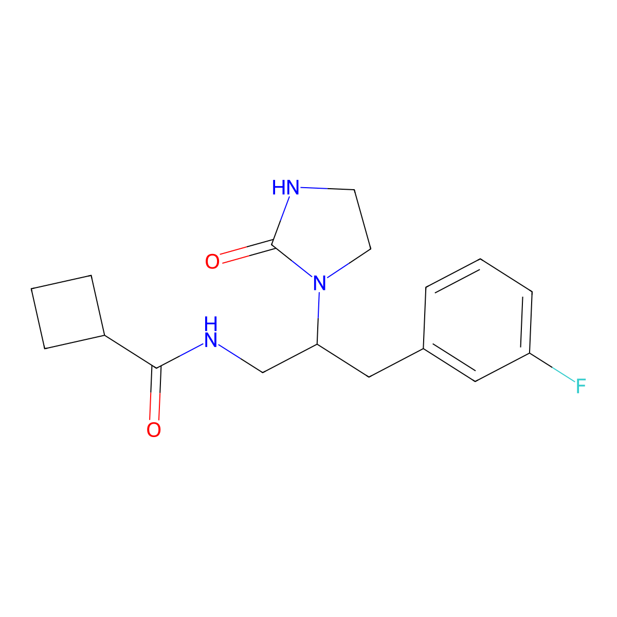 N-[3-(3-Fluorophenyl)-2-(2-oxoimidazolidin-1-YL)propyl]cyclobutanecarboxamide molecular structure, CAS 1421452-50-7