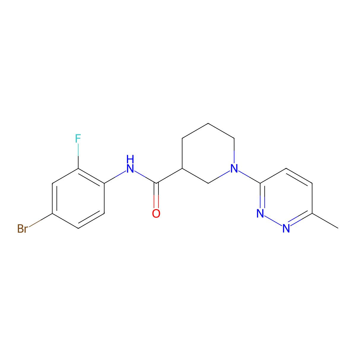 N-(4-bromo-2-fluorophenyl)-1-(6-methylpyridazin-3-yl)piperidine-3-carboxamide molecular structure, CAS 1421452-57-4