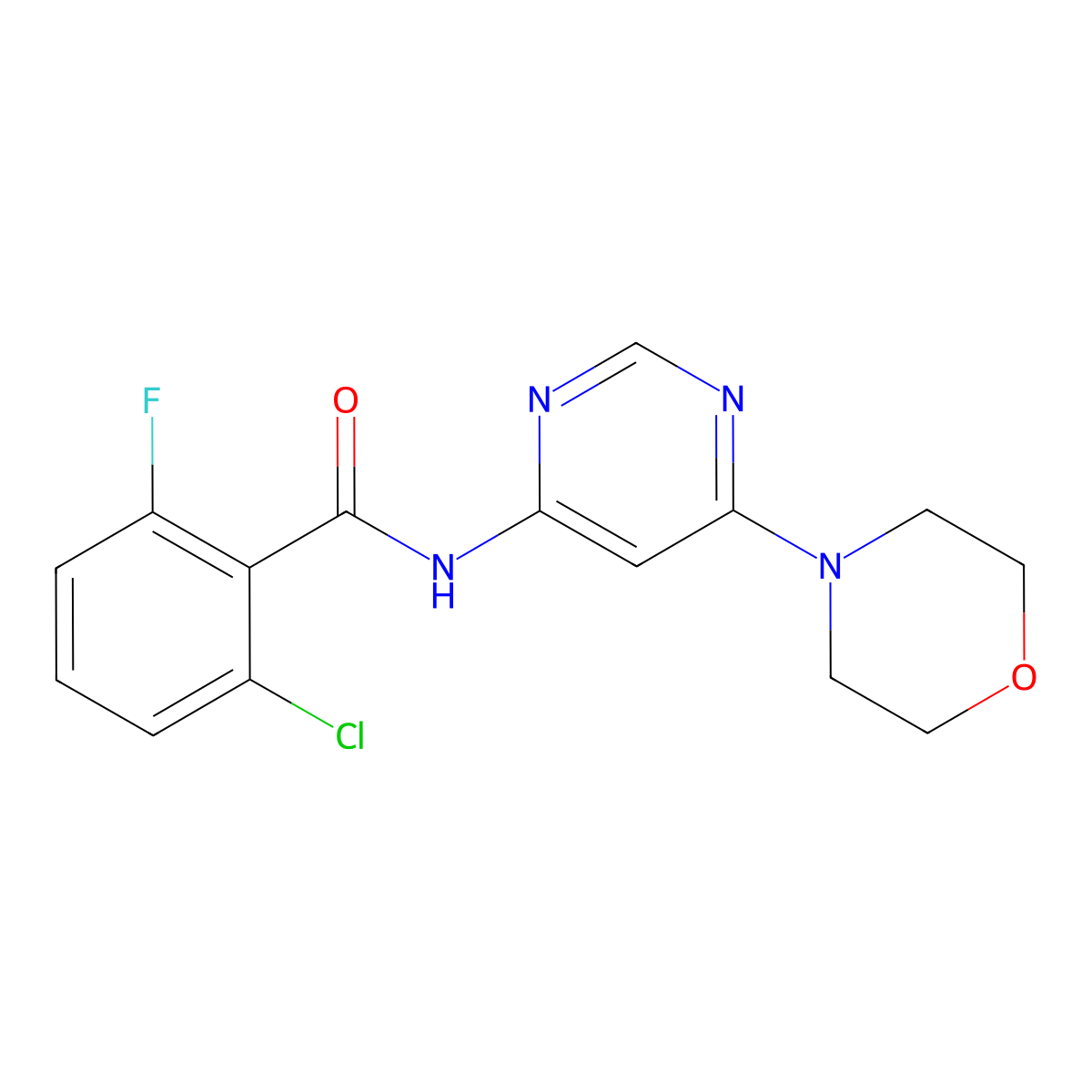 2-chloro-6-fluoro-N-(6-morpholinopyrimidin-4-yl)benzamide molecular structure, CAS 1421452-60-9