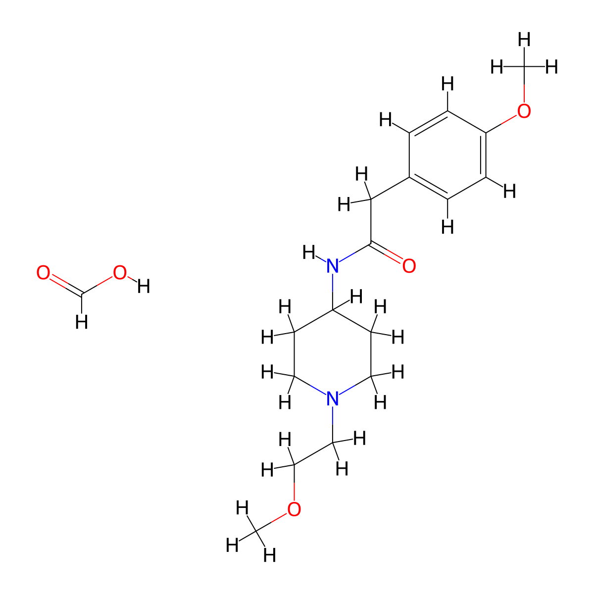 N-(1-(2-methoxyethyl)piperidin-4-yl)-2-(4-methoxyphenyl)acetamide formate molecular structure, CAS 1421452-62-1