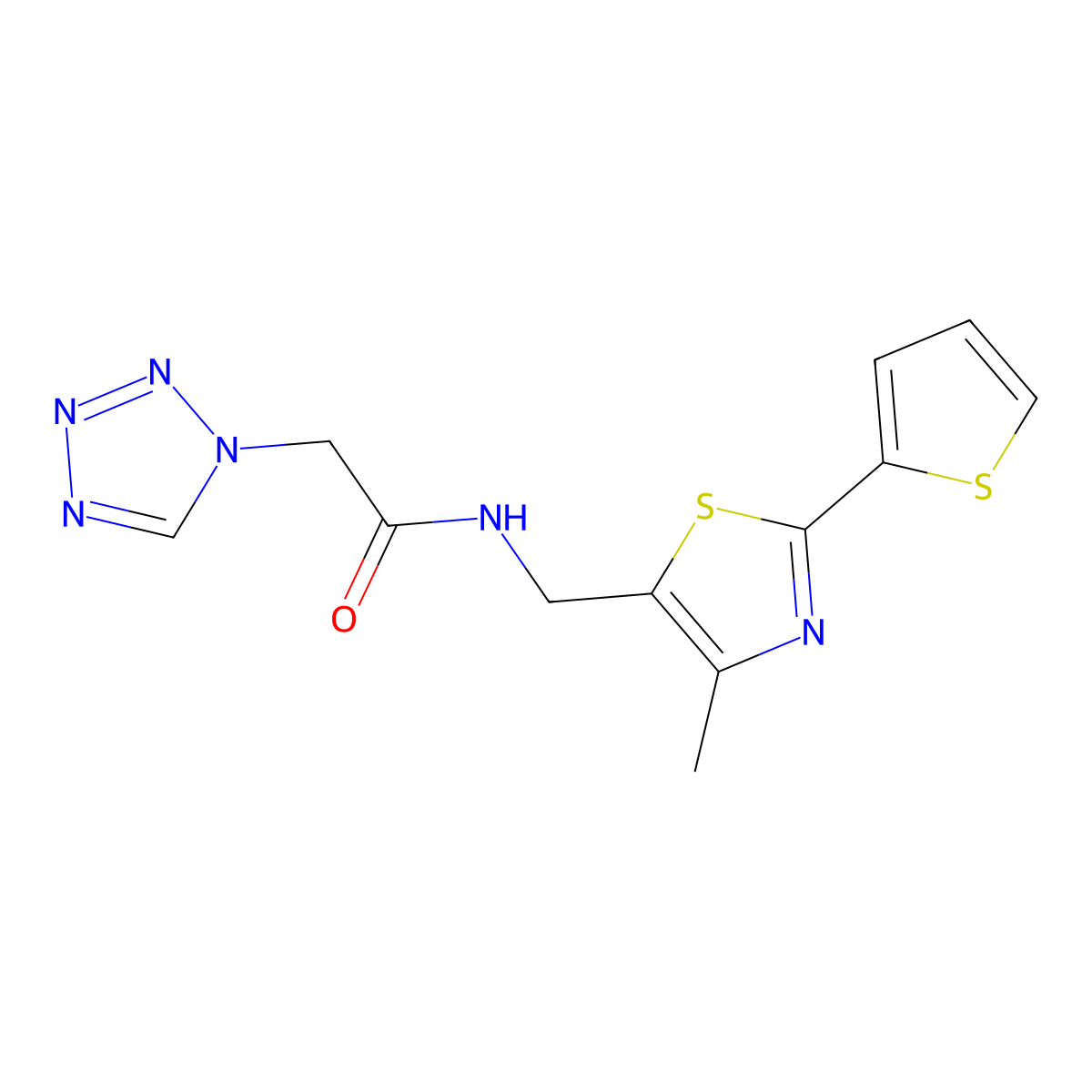 N-((4-methyl-2-(thiophen-2-yl)thiazol-5-yl)methyl)-2-(1H-tetrazol-1-yl)acetamide molecular structure, CAS 1421452-70-1