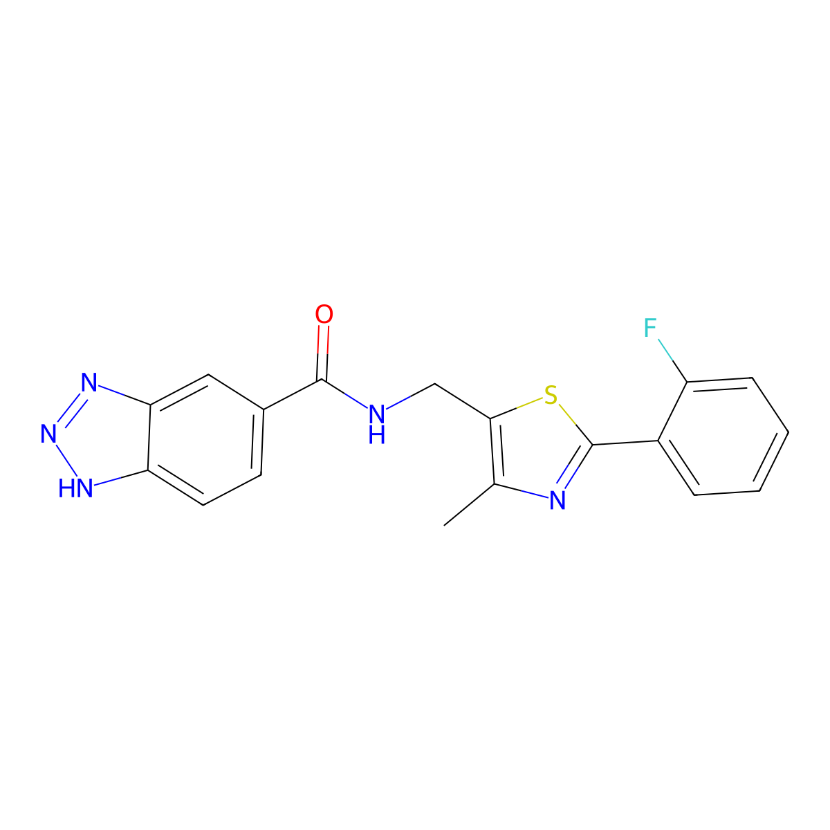 N-((2-(2-fluorophenyl)-4-methylthiazol-5-yl)methyl)-1H-benzo[d][1,2,3]triazole-5-carboxamide molecular structure, CAS 1421452-73-4
