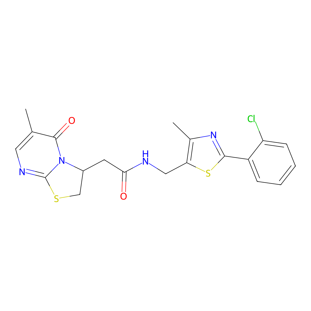 N-((2-(2-chlorophenyl)-4-methylthiazol-5-yl)methyl)-2-(6-methyl-5-oxo-3,5-dihydro-2H-thiazolo[3,2-a]pyrimidin-3-yl)acetamide molecular structure, CAS 1421452-78-9