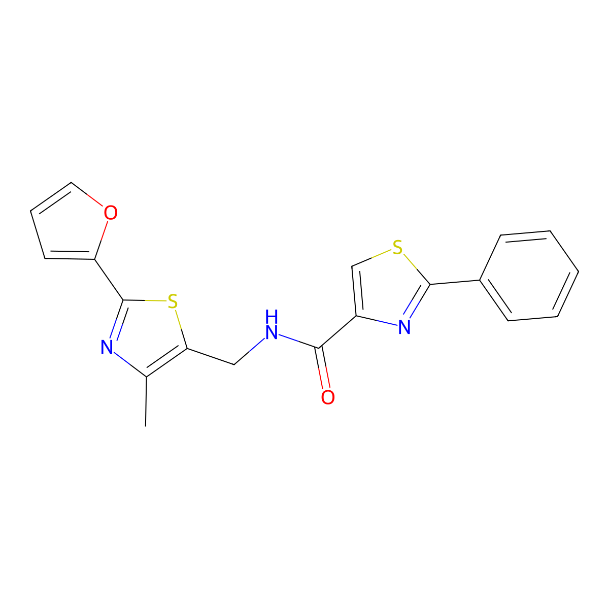 N-((2-(furan-2-yl)-4-methylthiazol-5-yl)methyl)-2-phenylthiazole-4-carboxamide molecular structure, CAS 1421452-87-0
