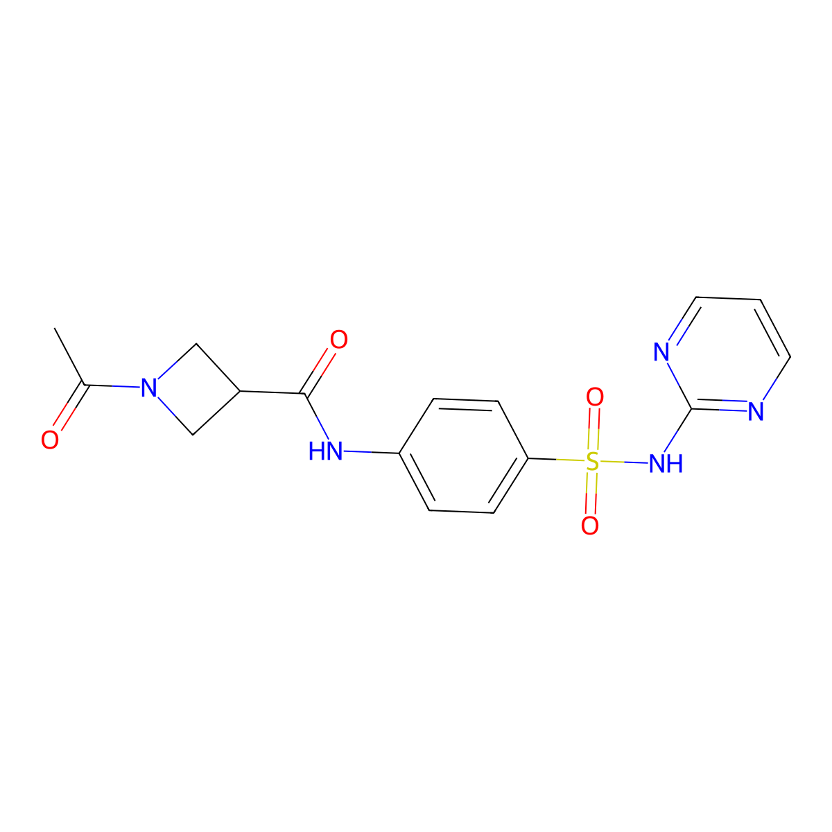 1-acetyl-N-(4-(N-(pyrimidin-2-yl)sulfamoyl)phenyl)azetidine-3-carboxamide molecular structure, CAS 1421452-92-7