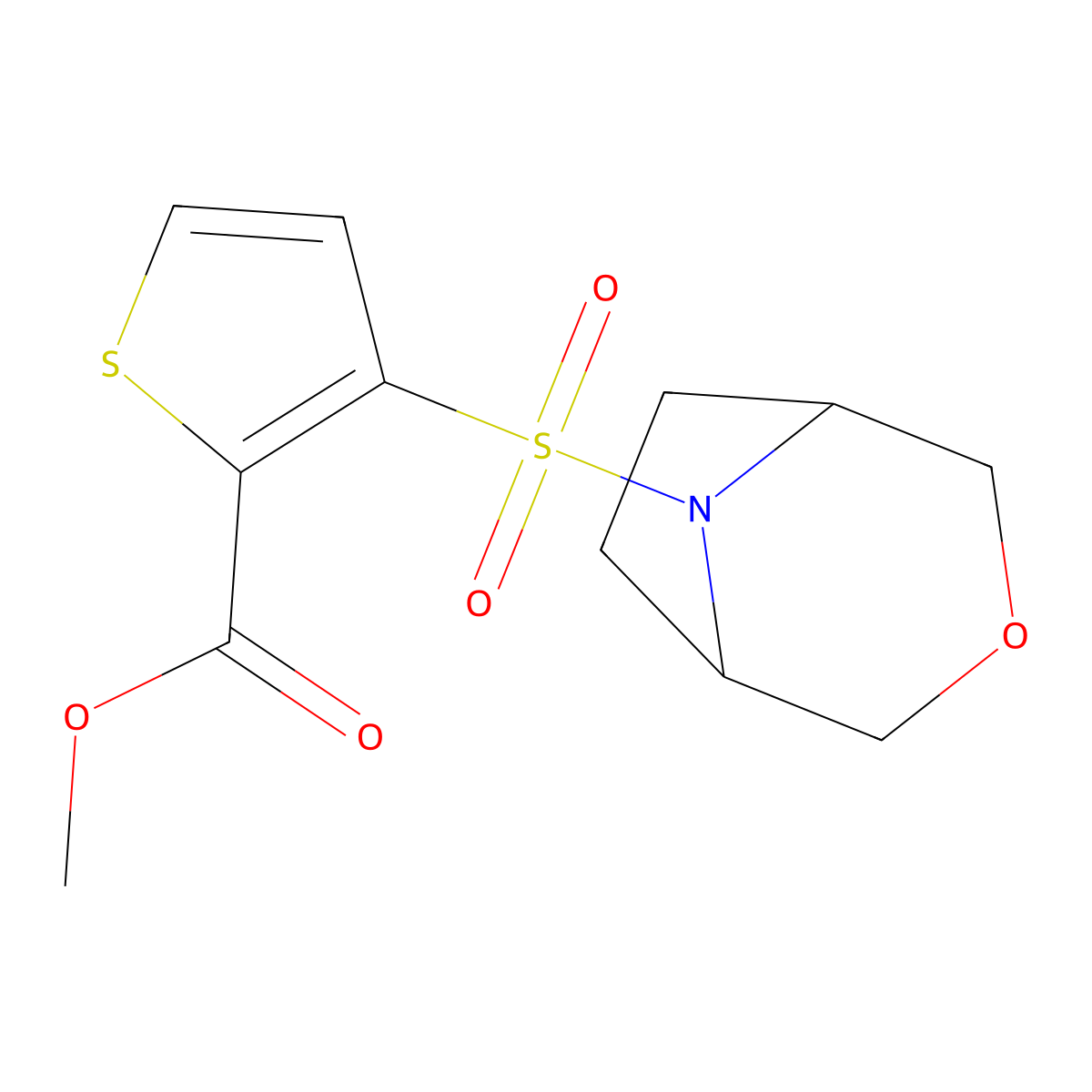 methyl 3-((1R,5S)-3-oxa-8-azabicyclo[3.2.1]octan-8-ylsulfonyl)thiophene-2-carboxylate molecular structure, CAS 1421452-93-8