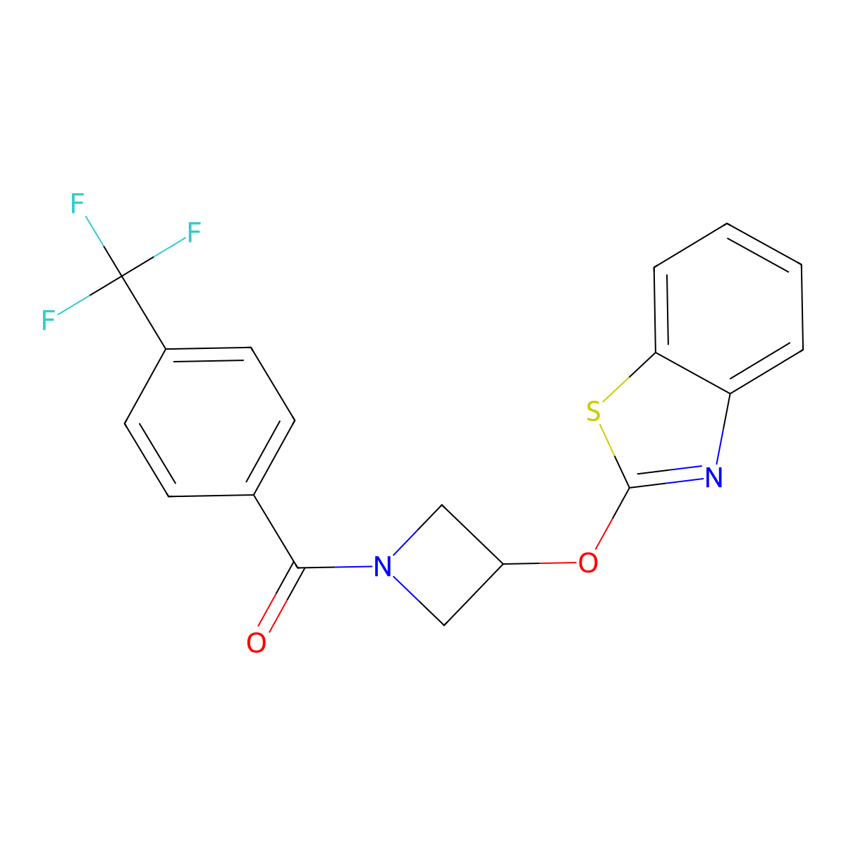 (3-(Benzo[d]thiazol-2-yloxy)azetidin-1-yl)(4-(trifluoromethyl)phenyl)methanone molecular structure, CAS 1421453-00-0
