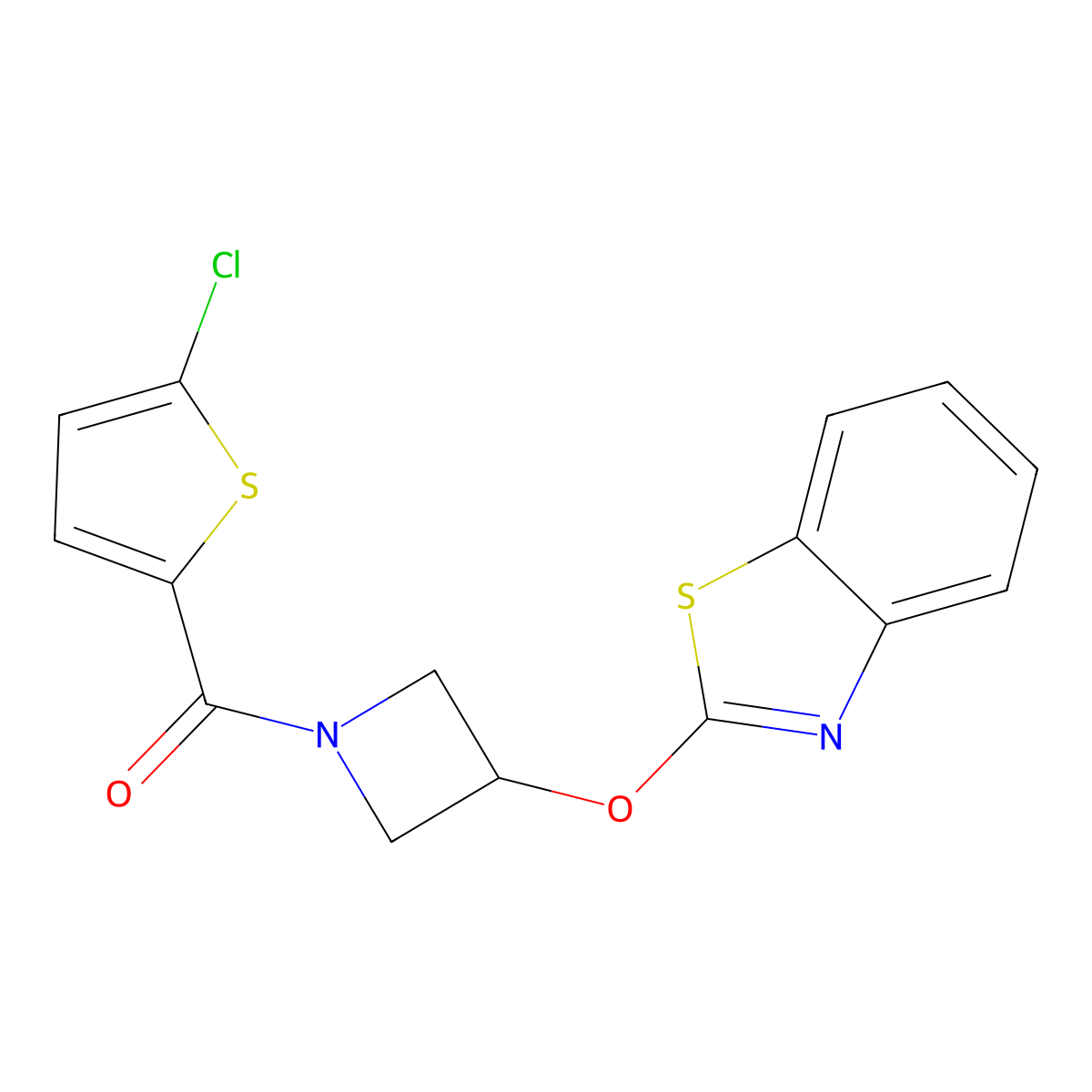 (3-(Benzo[d]thiazol-2-yloxy)azetidin-1-yl)(5-chlorothiophen-2-yl)methanone molecular structure, CAS 1421453-02-2