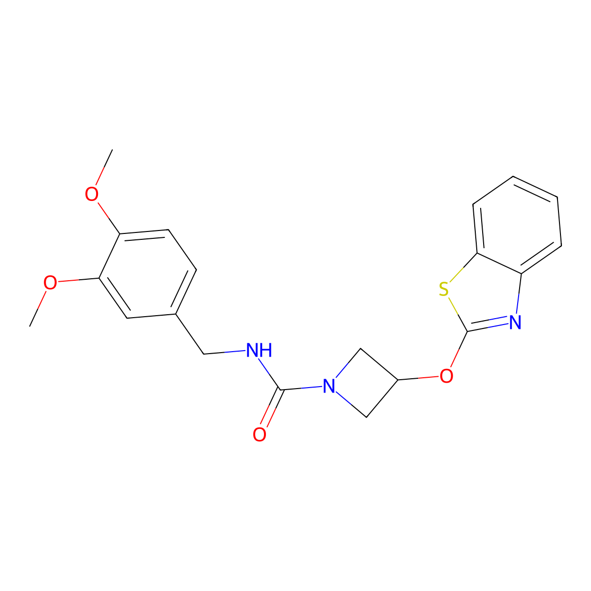 3-(benzo[d]thiazol-2-yloxy)-N-(3,4-dimethoxybenzyl)azetidine-1-carboxamide molecular structure, CAS 1421453-11-3