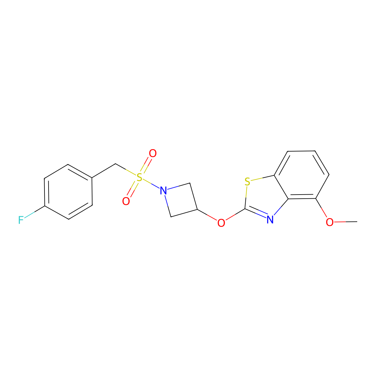 2-((1-((4-Fluorobenzyl)sulfonyl)azetidin-3-yl)oxy)-4-methoxybenzo[d]thiazole molecular structure, CAS 1421453-15-7