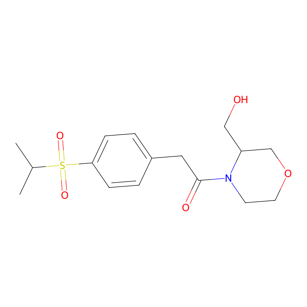 1-(3-(Hydroxymethyl)morpholino)-2-(4-(isopropylsulfonyl)phenyl)ethanone molecular structure, CAS 1421453-21-5