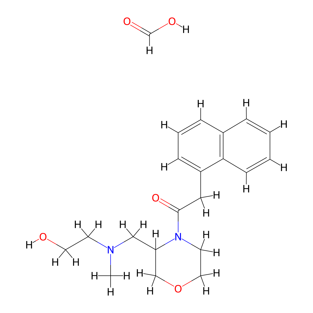 1-(3-(((2-Hydroxyethyl)(methyl)amino)methyl)morpholino)-2-(naphthalen-1-yl)ethanone formate molecular structure, CAS 1421453-39-5