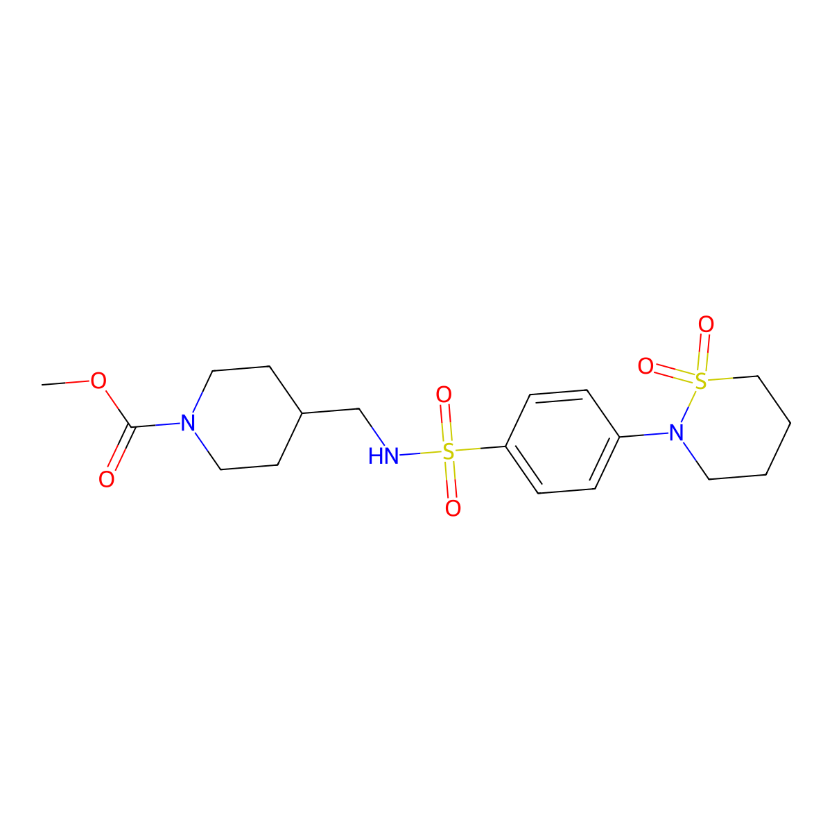 Methyl 4-{[4-(1,1-dioxo-1lambda6,2-thiazinan-2-yl)benzenesulfonamido]methyl}piperidine-1-carboxylate molecular structure, CAS 1421453-50-0