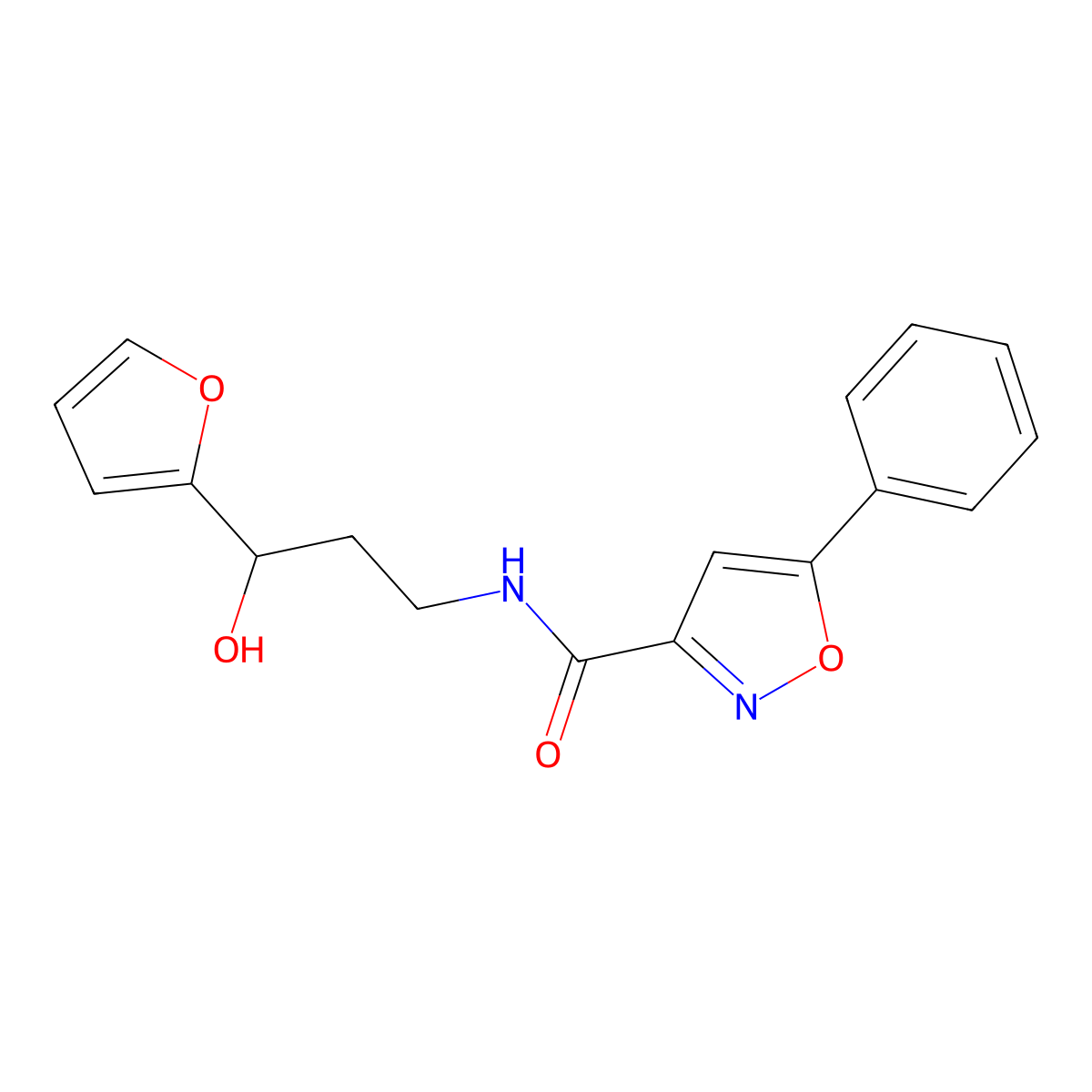 N-(3-(furan-2-yl)-3-hydroxypropyl)-5-phenylisoxazole-3-carboxamide molecular structure, CAS 1421453-58-8