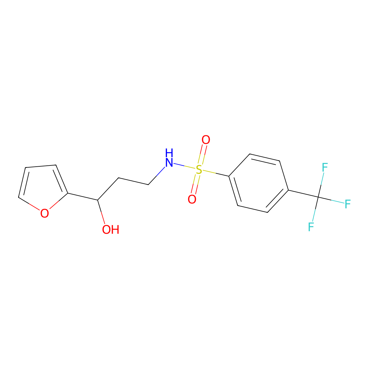 N-(3-(furan-2-yl)-3-hydroxypropyl)-4-(trifluoromethyl)benzenesulfonamide molecular structure, CAS 1421453-64-6