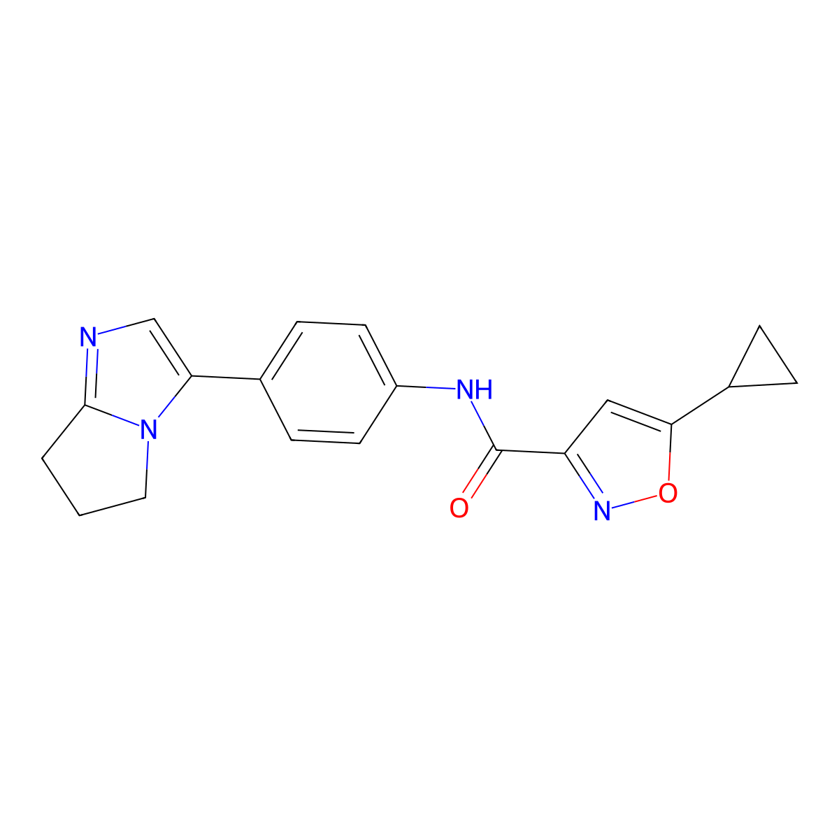 5-cyclopropyl-N-(4-(6,7-dihydro-5H-pyrrolo[1,2-a]imidazol-3-yl)phenyl)isoxazole-3-carboxamide molecular structure, CAS 1421453-65-7