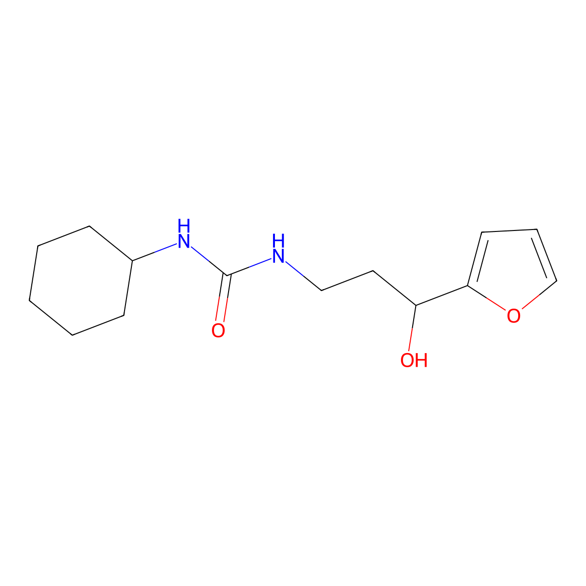 1-Cyclohexyl-3-[3-(furan-2-YL)-3-hydroxypropyl]urea molecular structure, CAS 1421453-68-0