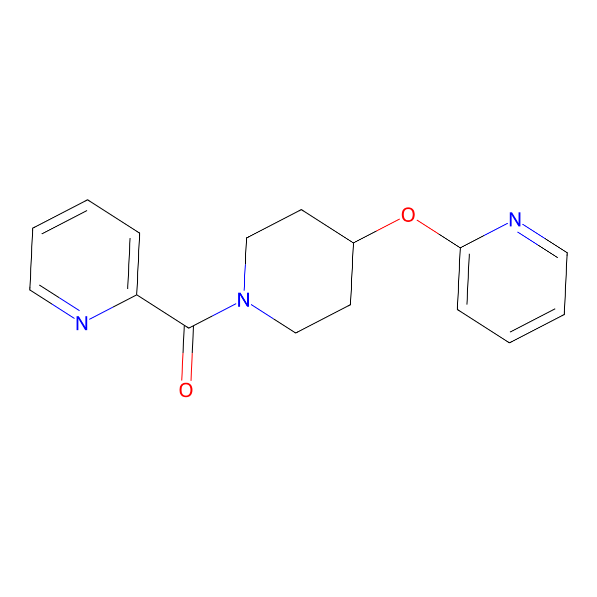 Pyridin-2-yl(4-(pyridin-2-yloxy)piperidin-1-yl)methanone molecular structure, CAS 1421453-69-1
