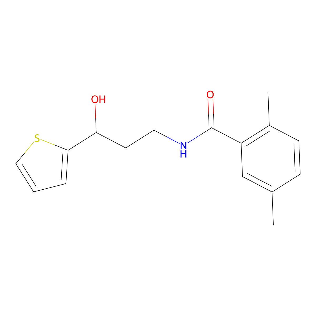N-[3-Hydroxy-3-(thiophen-2-YL)propyl]-2,5-dimethylbenzamide molecular structure, CAS 1421453-71-5