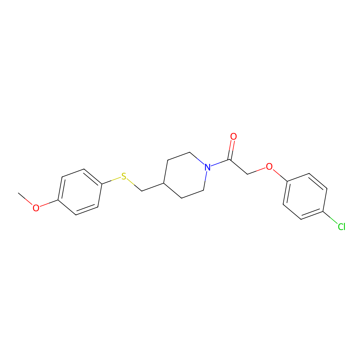 2-(4-Chlorophenoxy)-1-(4-(((4-methoxyphenyl)thio)methyl)piperidin-1-yl)ethanone molecular structure, CAS 1421453-73-7