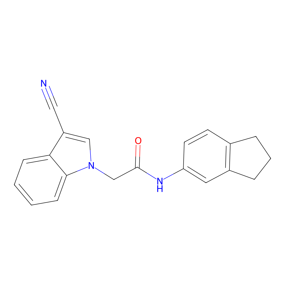 2-(3-cyano-1H-indol-1-yl)-N-(2,3-dihydro-1H-inden-5-yl)acetamide molecular structure, CAS 1421453-75-9