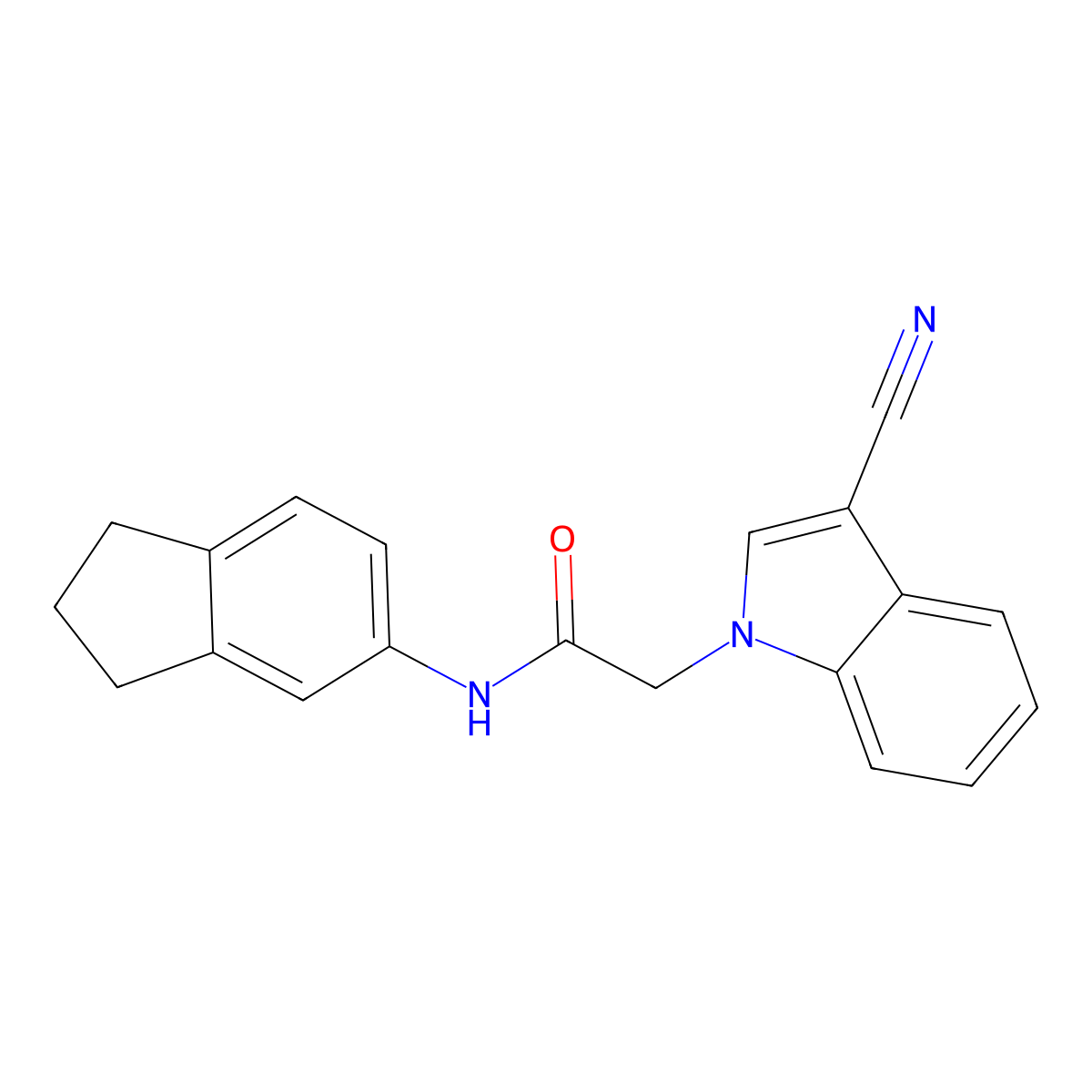 2-(3-cyano-1H-indol-1-yl)-N-(2,3-dihydro-1H-inden-5-yl)acetamide molecular structure, CAS 1421453-75-9