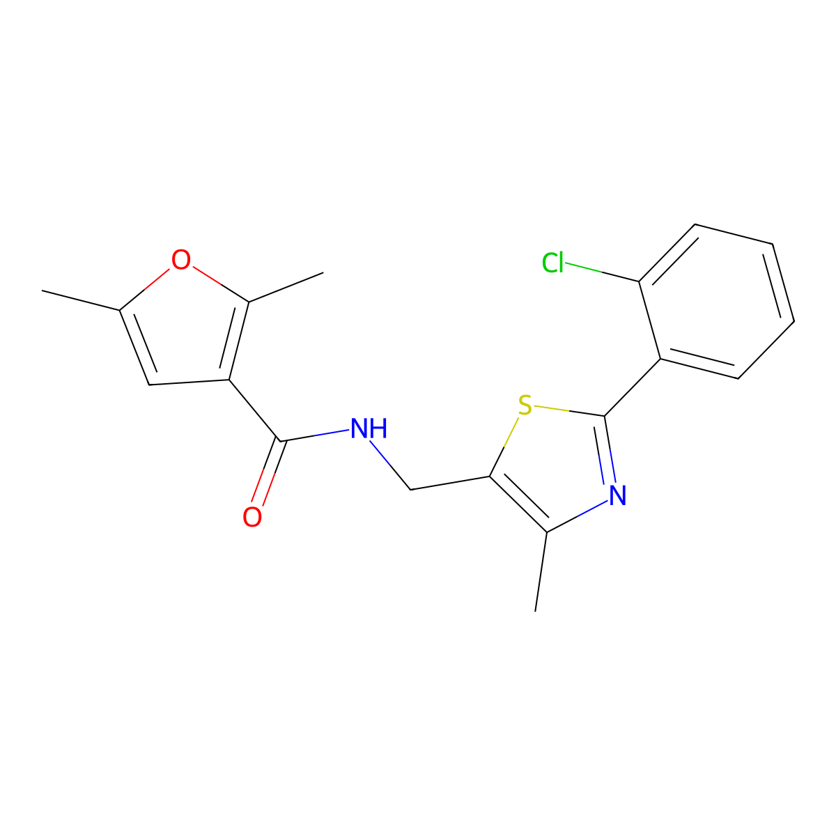 N-((2-(2-chlorophenyl)-4-methylthiazol-5-yl)methyl)-2,5-dimethylfuran-3-carboxamide molecular structure, CAS 1421453-88-4
