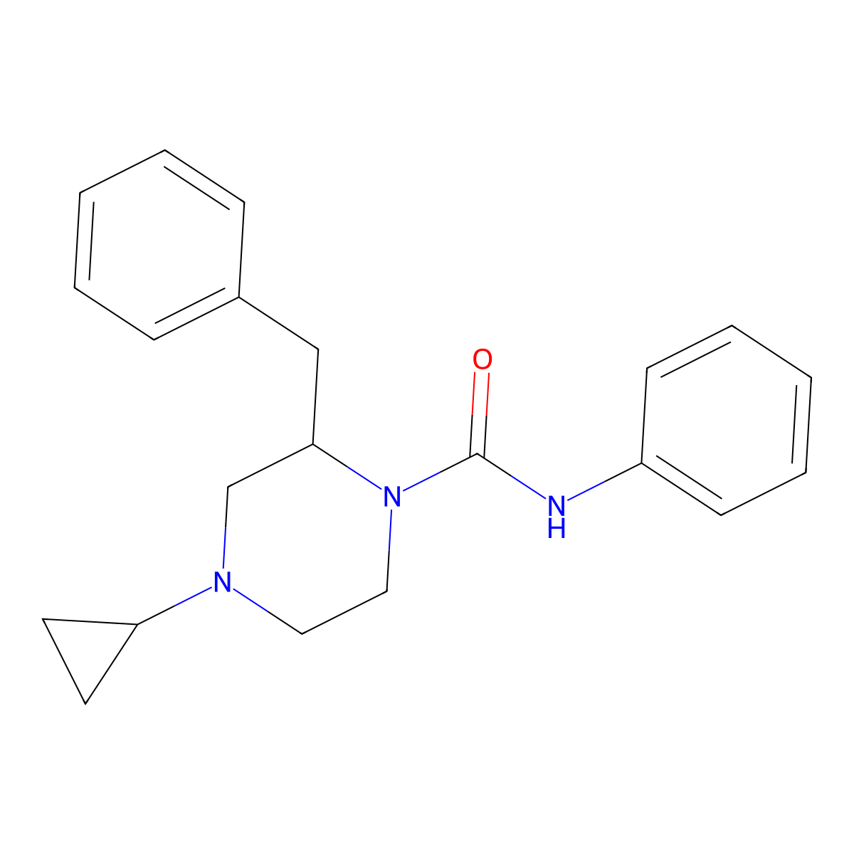 2-benzyl-4-cyclopropyl-N-phenylpiperazine-1-carboxamide molecular structure, CAS 1421453-95-3