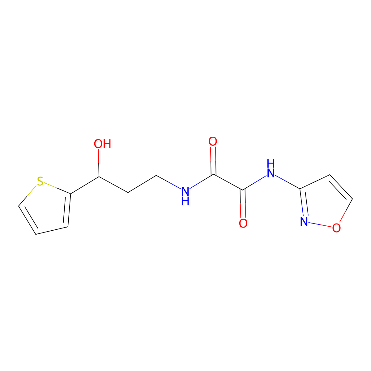 N1-(3-hydroxy-3-(thiophen-2-yl)propyl)-N2-(isoxazol-3-yl)oxalamide molecular structure, CAS 1421453-98-6