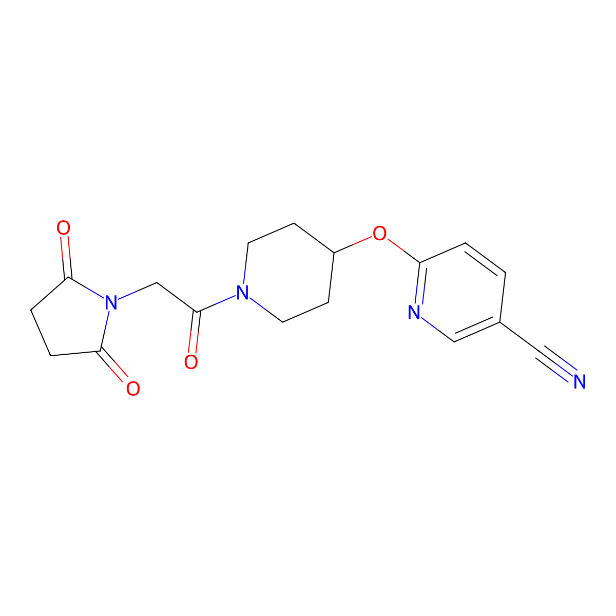 6-((1-(2-(2,5-Dioxopyrrolidin-1-yl)acetyl)piperidin-4-yl)oxy)nicotinonitrile molecular structure, CAS 1421454-00-3