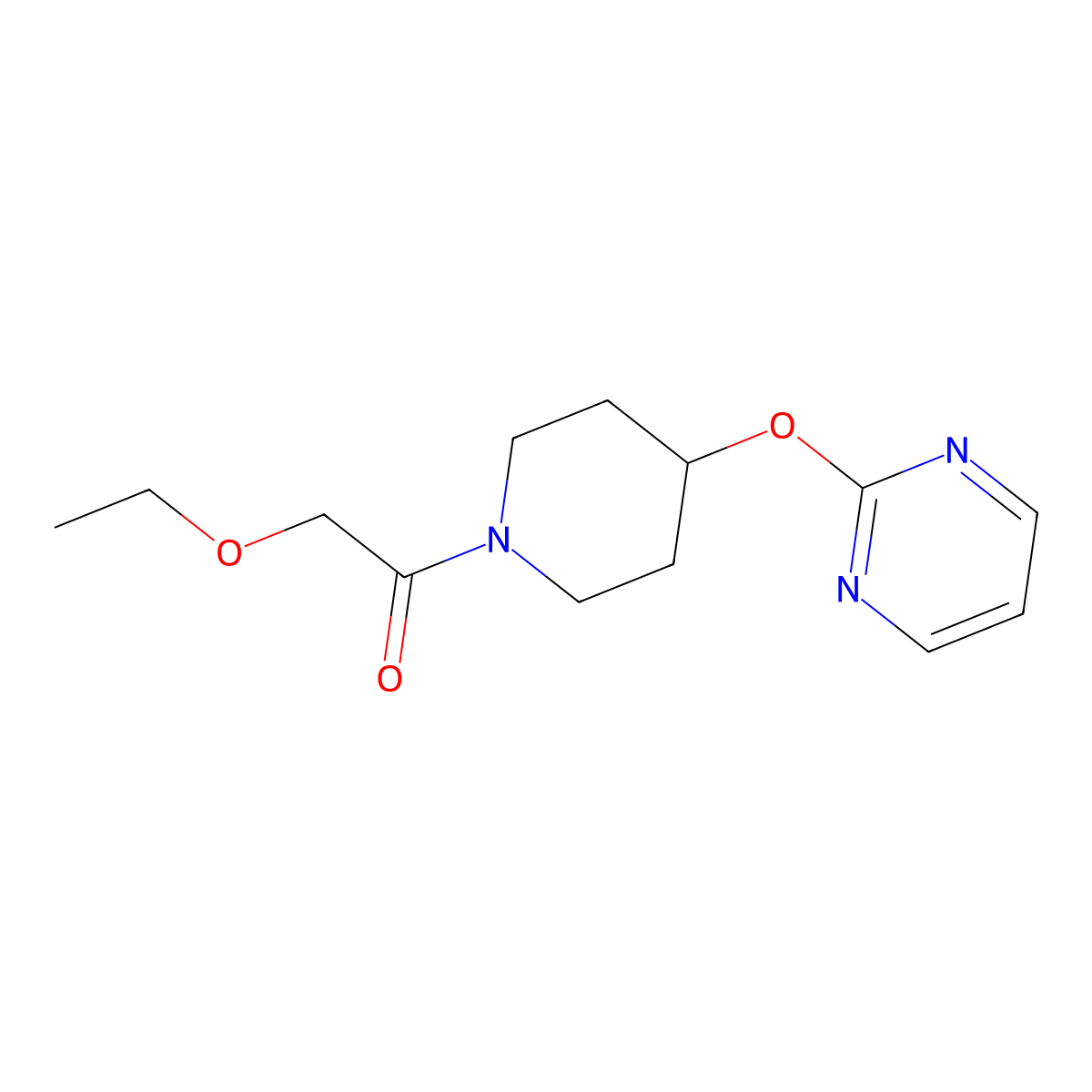 2-Ethoxy-1-(4-(pyrimidin-2-yloxy)piperidin-1-yl)ethanone molecular structure, CAS 1421454-05-8