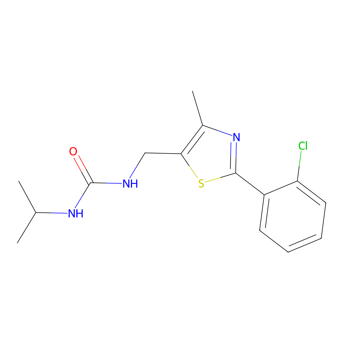 1-((2-(2-Chlorophenyl)-4-methylthiazol-5-yl)methyl)-3-isopropylurea molecular structure, CAS 1421454-07-0