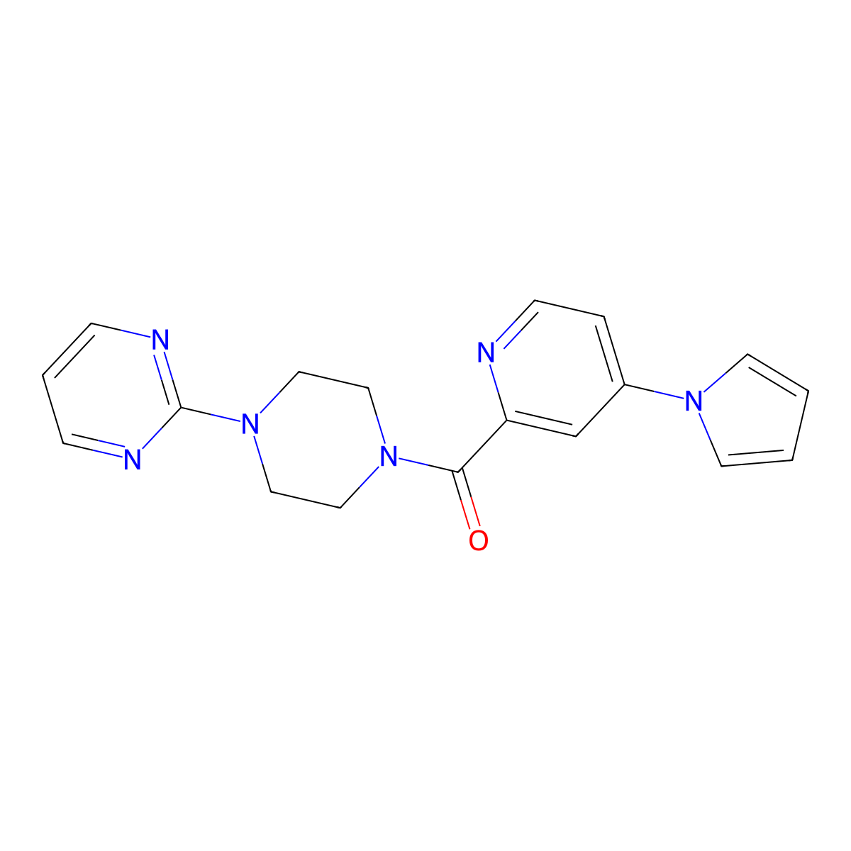 (4-(1H-pyrrol-1-yl)pyridin-2-yl)(4-(pyrimidin-2-yl)piperazin-1-yl)methanone molecular structure, CAS 1421454-11-6