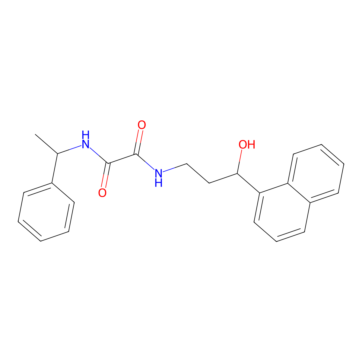 N1-(3-hydroxy-3-(naphthalen-1-yl)propyl)-N2-(1-phenylethyl)oxalamide molecular structure, CAS 1421454-12-7
