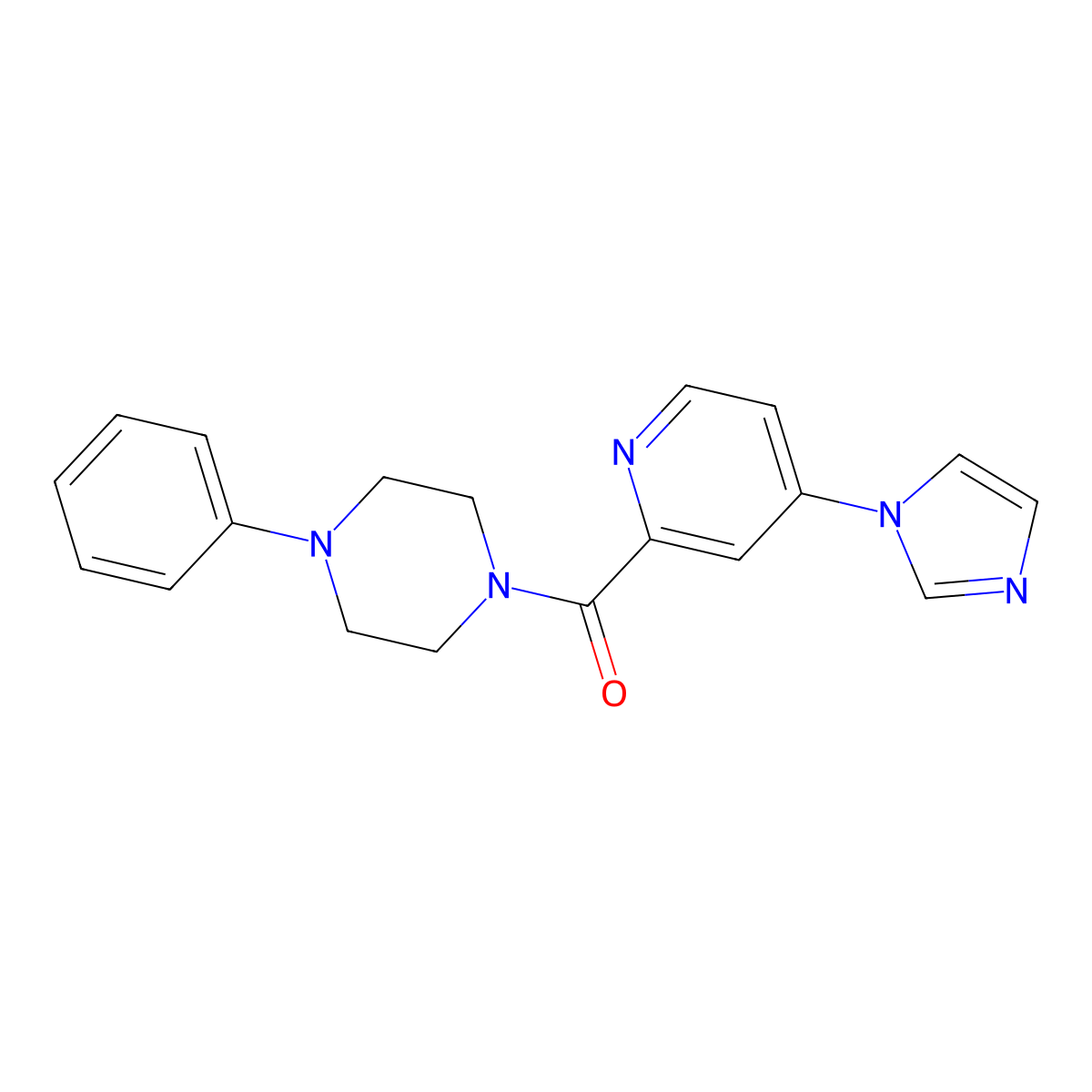 (4-(1H-imidazol-1-yl)pyridin-2-yl)(4-phenylpiperazin-1-yl)methanone molecular structure, CAS 1421454-15-0