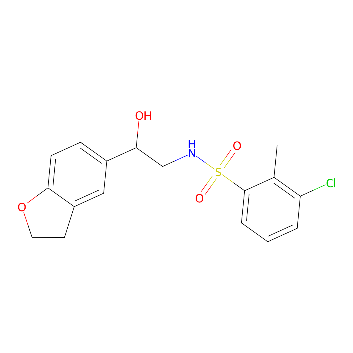 3-chloro-N-(2-(2,3-dihydrobenzofuran-5-yl)-2-hydroxyethyl)-2-methylbenzenesulfonamide molecular structure, CAS 1421454-18-3
