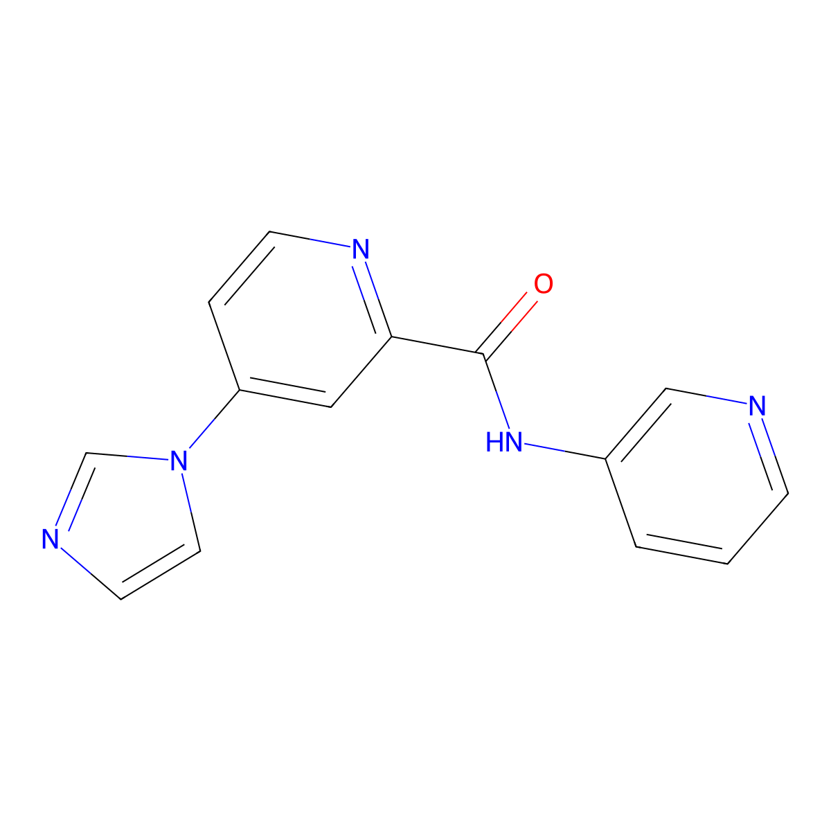 4-(1H-imidazol-1-yl)-N-(pyridin-3-yl)pyridine-2-carboxamide molecular structure, CAS 1421454-21-8