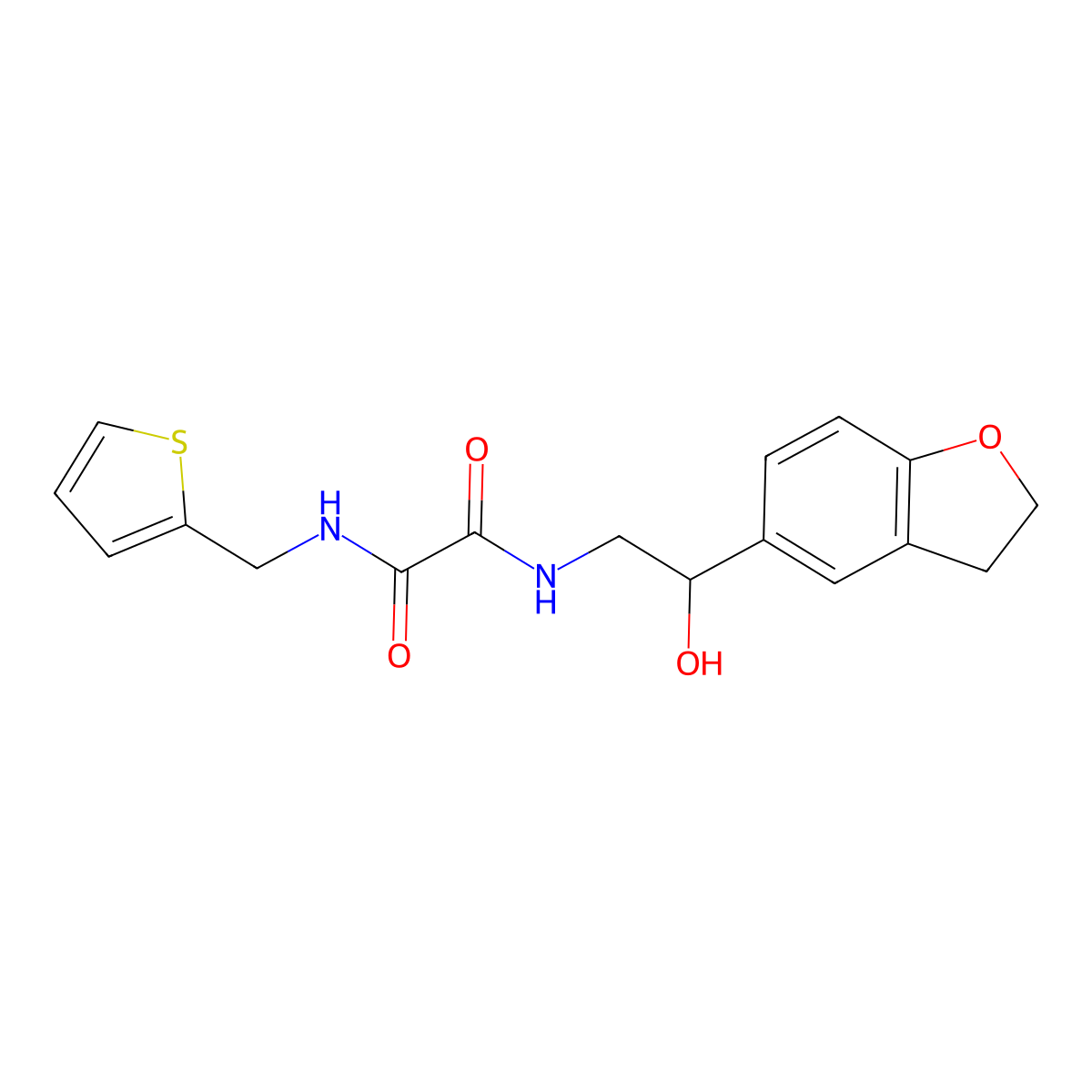 N1-(2-(2,3-dihydrobenzofuran-5-yl)-2-hydroxyethyl)-N2-(thiophen-2-ylmethyl)oxalamide molecular structure, CAS 1421454-23-0
